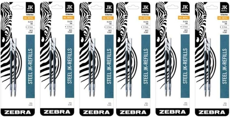 Zebra G-301 Stainless Steel Pen JK-Refill, Medium Point, 0.7mm, Black Ink, 2-Count (6 Pack) - Image 5