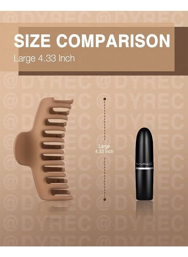 مشابك شعر كبيرة، عبوة من 4 مشابك شعر، مشابك مخالب متينة عملاقة غير لامعة محايدة - Image 2