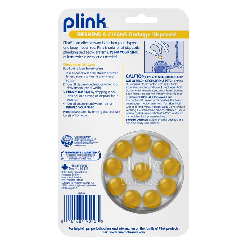Plink 90 Garbage Disposer Cleaner and Deodorizer, Lemon, 20 Count - Image 2