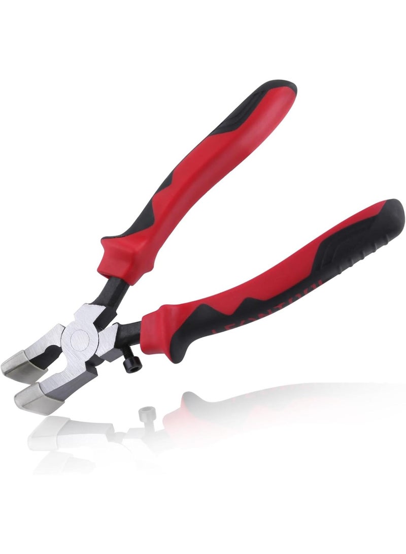 GGOOT Glass Running Pliers Curved Jaws with Rubber Tips for Glass Cutting, Key Fob Pliers Tool Glass Cutting Tools for Key Fob Hardware Install and Stained Glass Work Mosaics Breaking Tool  - Image 1