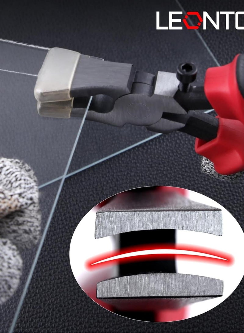 GGOOT Glass Running Pliers Curved Jaws with Rubber Tips for Glass Cutting, Key Fob Pliers Tool Glass Cutting Tools for Key Fob Hardware Install and Stained Glass Work Mosaics Breaking Tool  - Image 2