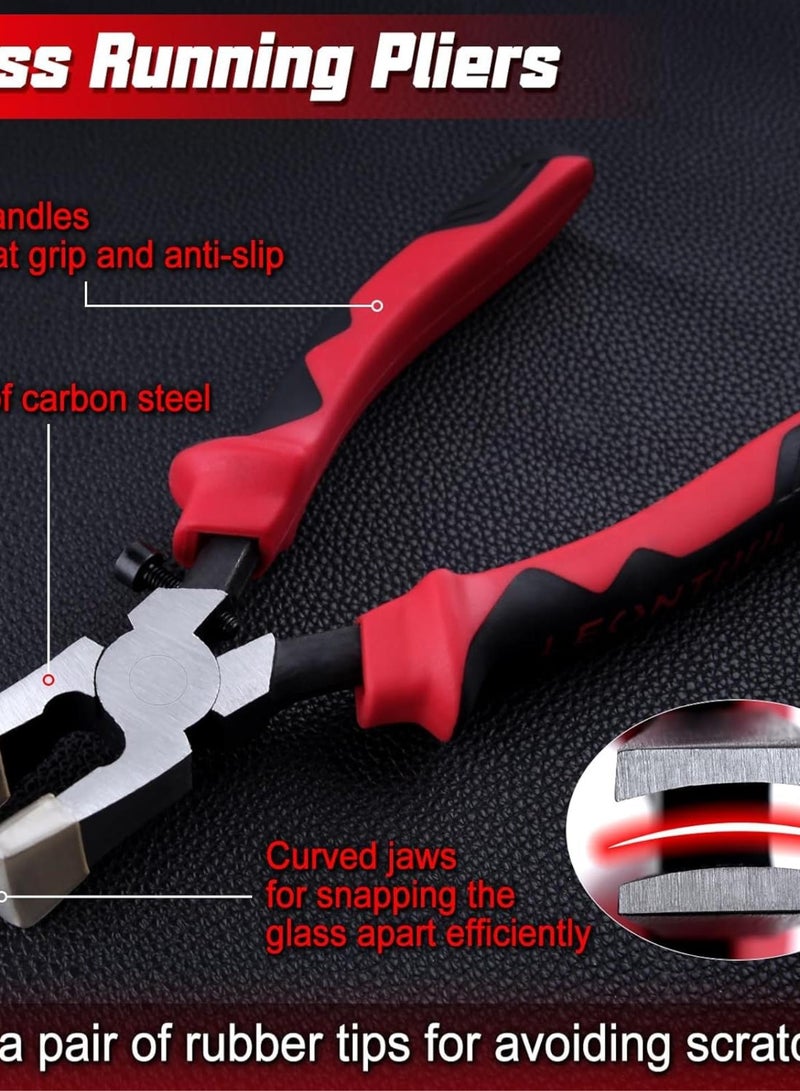 GGOOT Glass Running Pliers Curved Jaws with Rubber Tips for Glass Cutting, Key Fob Pliers Tool Glass Cutting Tools for Key Fob Hardware Install and Stained Glass Work Mosaics Breaking Tool  - Image 5