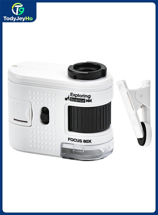 تودي جي هو المجهر المحمول الصغير ، المجهر للأطفال ، مع المجهر بحجم الجيب 80X ، المصباح فوق البنفسجية والليد ، سهل حمله لمراقبة الفصول الدراسية والمختبرات - Image 1