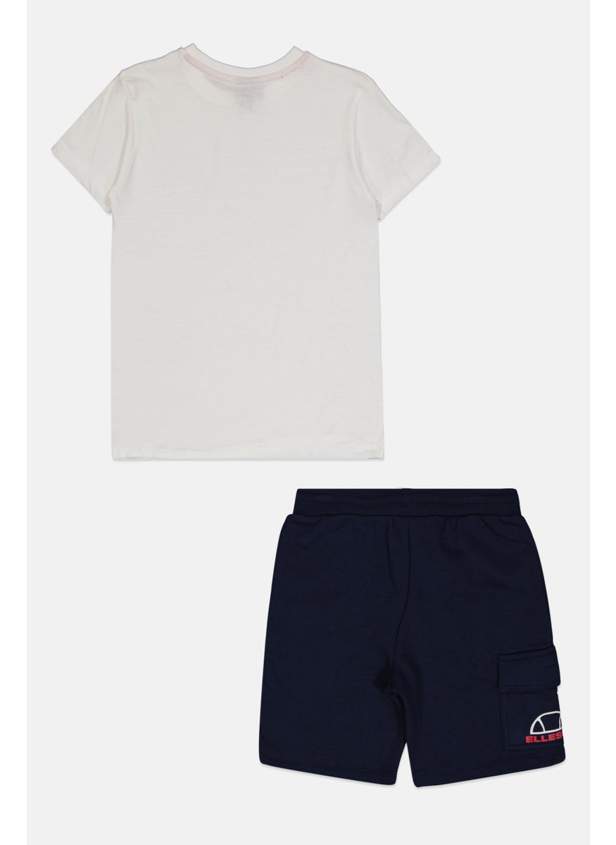 Ellesse - Kids Boy 2 Pcs Brand Logo Tee And Short Set, White - Image 1