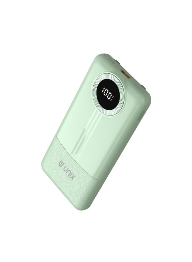 يونيكس باور بانك يونكس UX-1534 بسعة 10000mAh | شحن سريع PD 22.5W | كابلين مدمجين Type-C وLightning | شاشة LED رقمية | شاحن محمول - Image 1