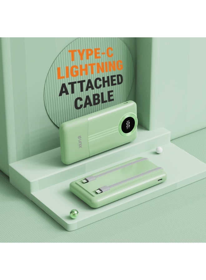 يونيكس باور بانك يونكس UX-1534 بسعة 10000mAh | شحن سريع PD 22.5W | كابلين مدمجين Type-C وLightning | شاشة LED رقمية | شاحن محمول - Image 4