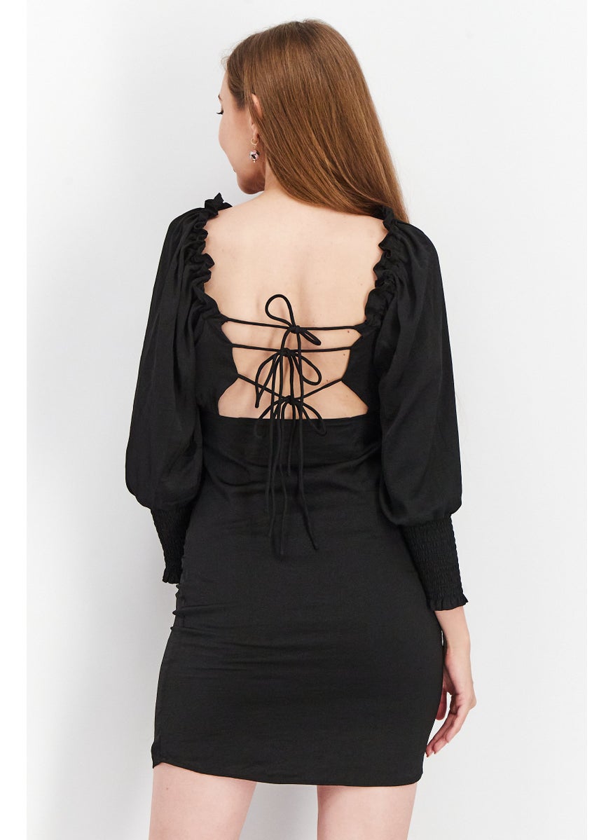 ONLY Women Plain Mini Dress, Black  - Image 2