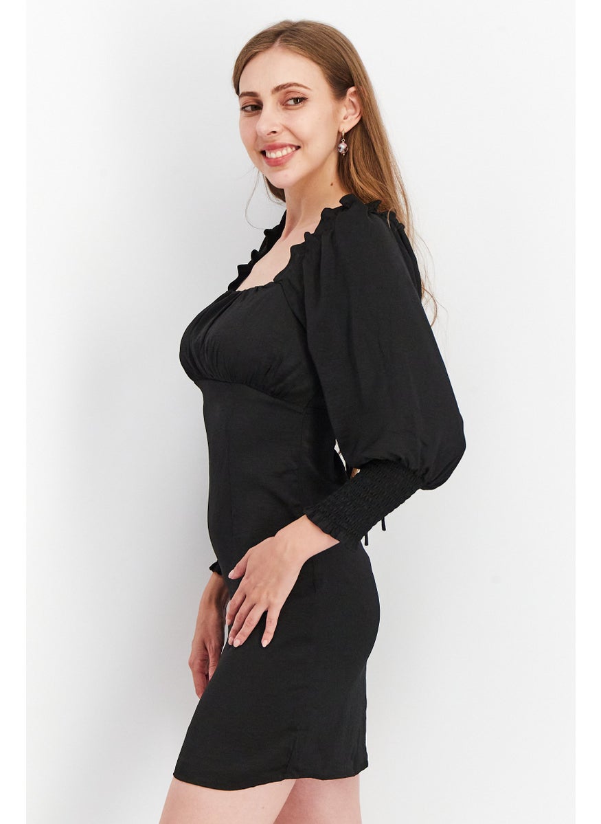 ONLY Women Plain Mini Dress, Black  - Image 4