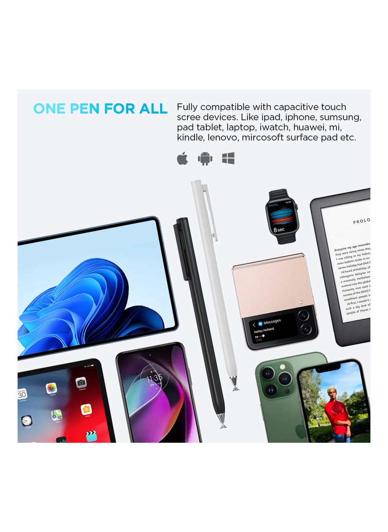 Excefore - Stylus for Touch Screens (2pcs), Smallest Disc Tip Universal Touch Pen for Apple iPad/Pro/Air/Mini/iPhone/Samsung Galaxy Tablet/Fire HD/Chromebook/Android, Stylus with Pencil Clip - Image 1