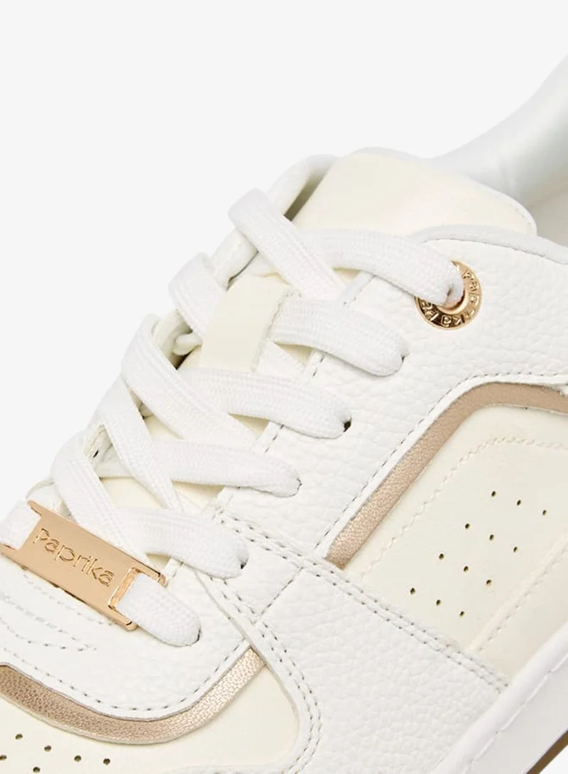 Paprika WHITE Women's Panelled Lace-Up Sneakers With Pull Tabs for Women | Best Price UAE