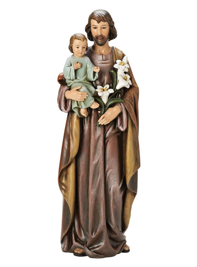 JOSEPHS STUDIO BY ROMAN ST JOSEPH AND CHILD JESUS FIGURE FOR 18 SCALE RENAISSANCE COLLECTION 18 H RESIN AND STONE RELIGIOUS GIFT DECORATION COLLECTION DURABLE LONG LASTING