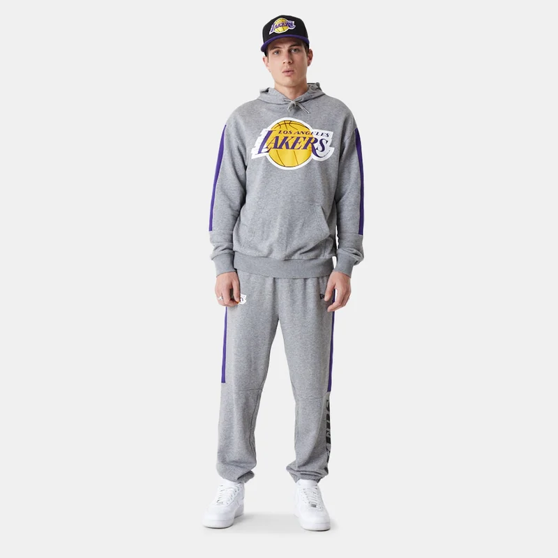 NEW ERA Grey Men's Los Angeles Lakers NBA Colour-Block Pullover Hoodie for Men | Best Price UAE