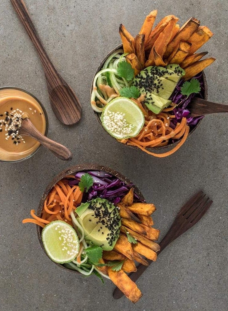 Jolley Natural Coconut Bowls and Spoons Set of 2 Bowls and 2 Spoons for Acai Smoothie Noodle Ramen Ice Cream Rice Side Dish Snack Dessert Home Use - Image 3
