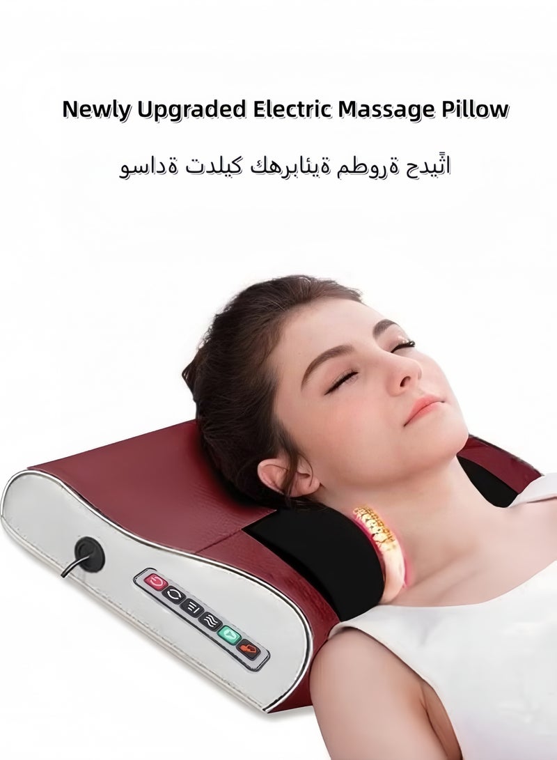 جهاز تدليك متعدد الوظائف للرقبة، وسادة تدليك مع خاصية التسخين، 20 رأسًا، 3 سرعات للضغط، مؤقت 15 دقيقة، جهاز تدليك للظهر والرقبة والساق والقدم - Image 1