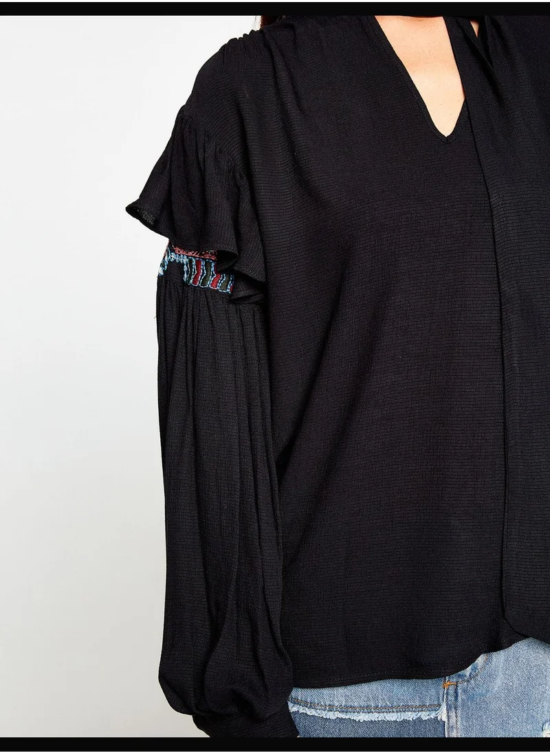 KOTON Fahriye Evcen For Koton Jeans Blouse