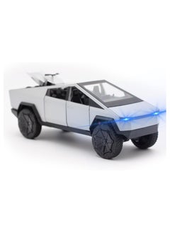 Generic Tesla Cybertruck Pickup With Motorcycle Alloy Car Model Diecast Toy Vehicle Sound and Light Simitation Cars Model Toys Gift  - Image 1
