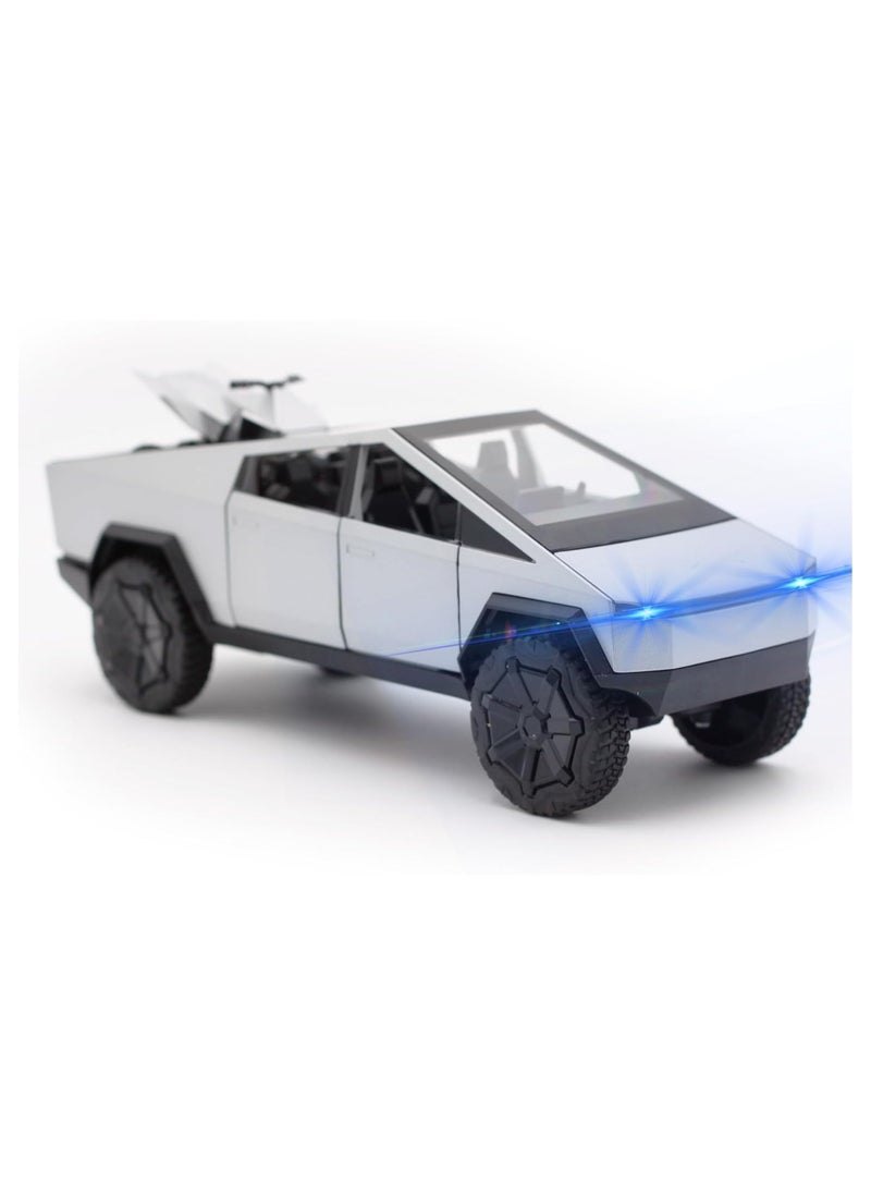 Generic Tesla Cybertruck Pickup With Motorcycle Alloy Car Model Diecast Toy Vehicle Sound and Light Simitation Cars Model Toys Gift  - Image 1