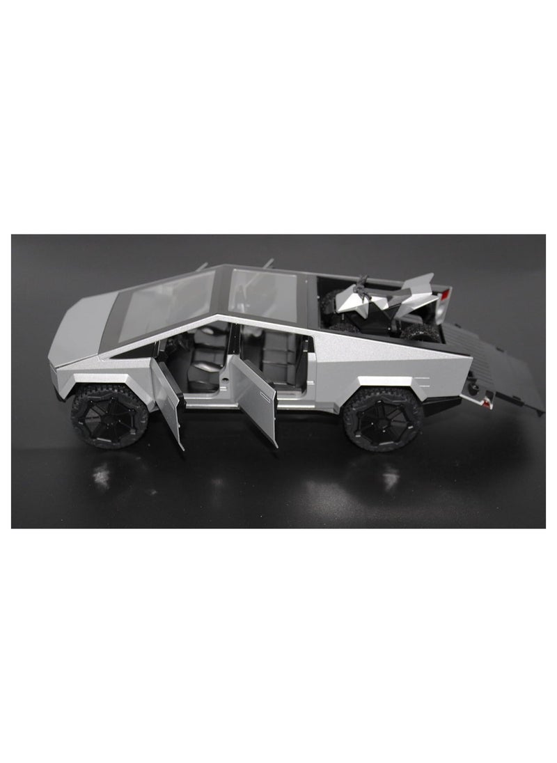 Generic Tesla Cybertruck Pickup With Motorcycle Alloy Car Model Diecast Toy Vehicle Sound and Light Simitation Cars Model Toys Gift  - Image 3
