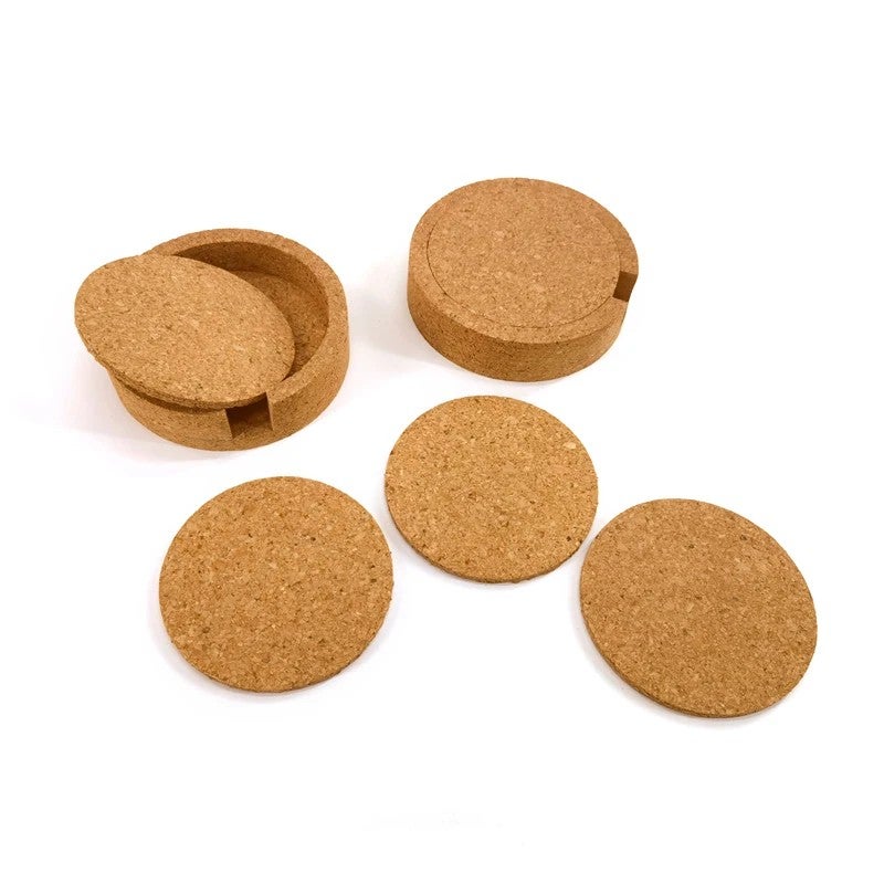 Y&D Natural Round Cork Coasters with Holder – Blank, Reusable, Absorbent Drink Coasters for Home, Kitchen & Bar - Image 3