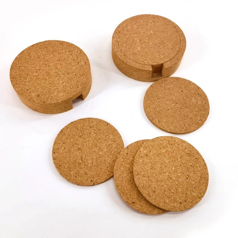 Y&D Natural Round Cork Coasters with Holder – Blank, Reusable, Absorbent Drink Coasters for Home, Kitchen & Bar - Image 4