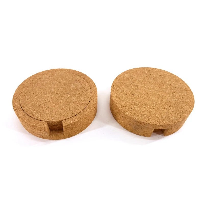 Y&D Natural Round Cork Coasters with Holder – Blank, Reusable, Absorbent Drink Coasters for Home, Kitchen & Bar - Image 2