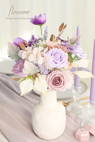 Floroom Artificial Greenery Stems Box Set 45pcs with 9 Kinds of Faux Greenery Flowers Picks for DIY Bridal Bouquets Wedding Floral Arrangement Table Centerpieces Lavender Gold - Image 3