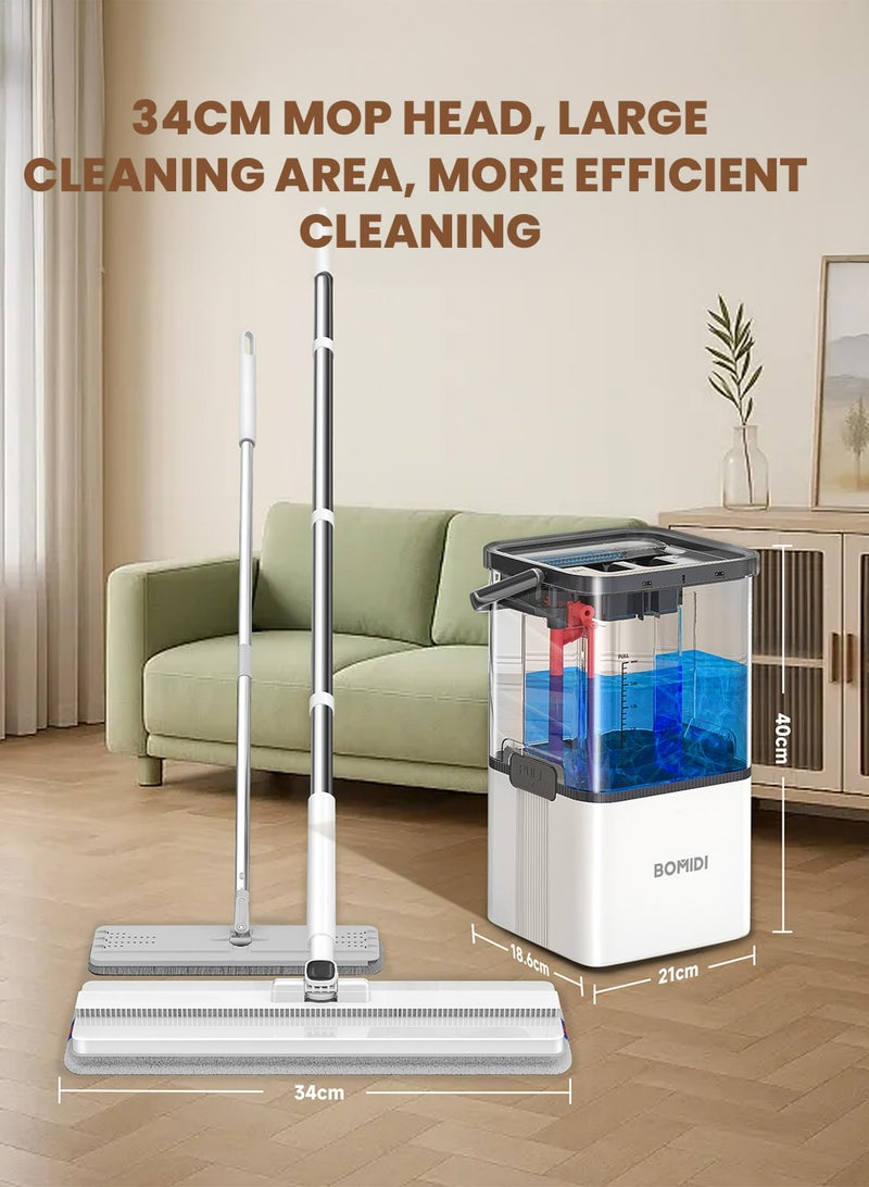 BOMIDI Flat Floor Mop – 360° Spin Mop for Wet & Dry Cleaning with Visual Water Bucket - BOMIDI M21 - Image 3