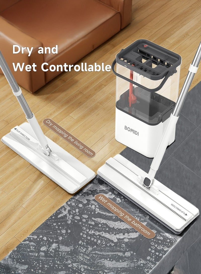 BOMIDI Flat Floor Mop – 360° Spin Mop for Wet & Dry Cleaning with Visual Water Bucket - BOMIDI M21 - Image 4