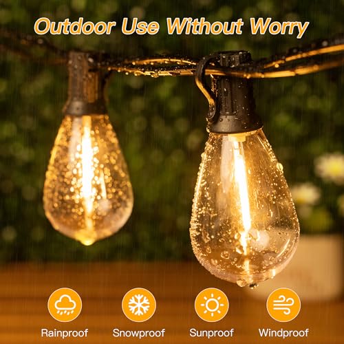 Ollny S11 50FT Outdoor String Lights with Remote, 3 Modes Dimmable Timers Waterproof Connectable Outside Lights, 24+2 LED Spare Bulbs Dusk to Dawn Hanging Light for Yard Balcony Camping Gazebo Garden - Image 4