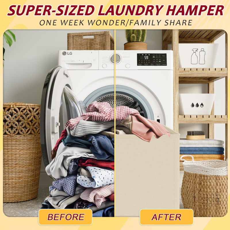 Vincona 195L Laundry Hamper 3 Section,Large Laundry Hamper with Lid,Dirty Clothes Hamper with 3 Inner Bags,Collapsible Laundry Basket Organizer for Laundry Room,Bedroom,Laundry Sorter Hamper 3 Compartment - Image 5