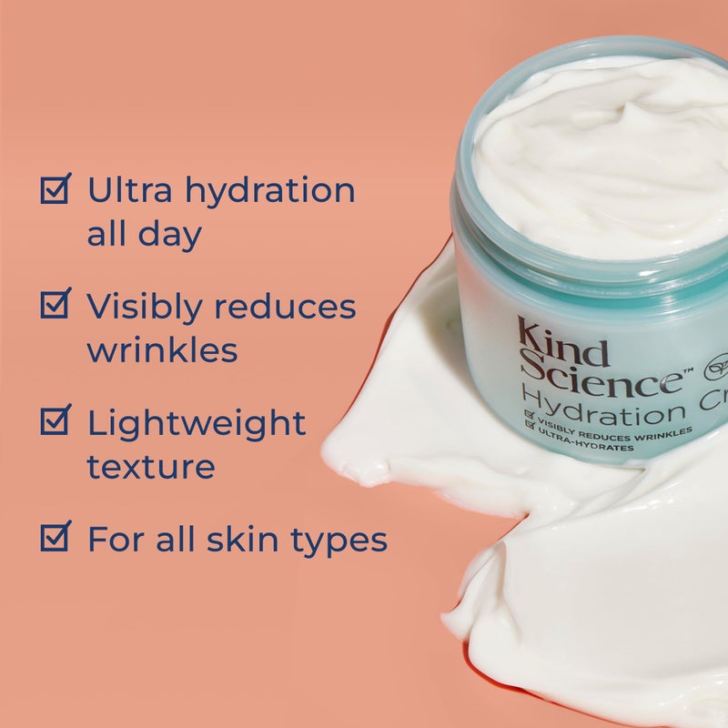 Kind Science Hydration Cream - Moisturizer Face Cream For Women - Anti Aging for Day and Night - Visibly Reduces Wrinkles, Improves Smoothness & Elasticity - Fragrance Free, Cruelty Free, 2 oz - Image 2