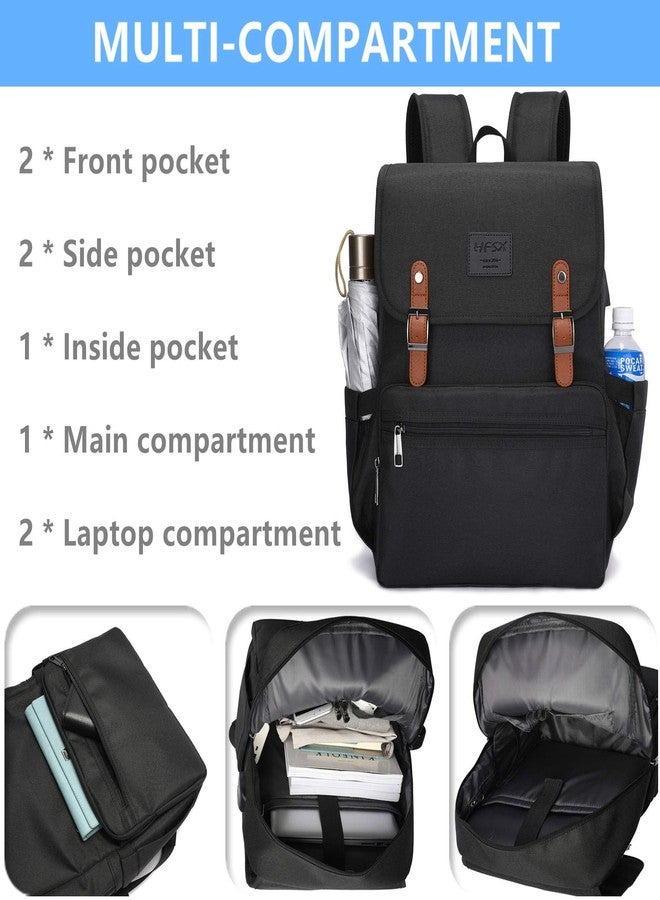 HFSX Laptop Backpack Men Women Vintage Backpack Bookbag College Backpacks Stylish Backpack Black Fits 15.6 Inch Laptop - Image 2