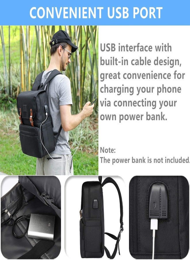 HFSX Laptop Backpack Men Women Vintage Backpack Bookbag College Backpacks Stylish Backpack Black Fits 15.6 Inch Laptop - Image 3