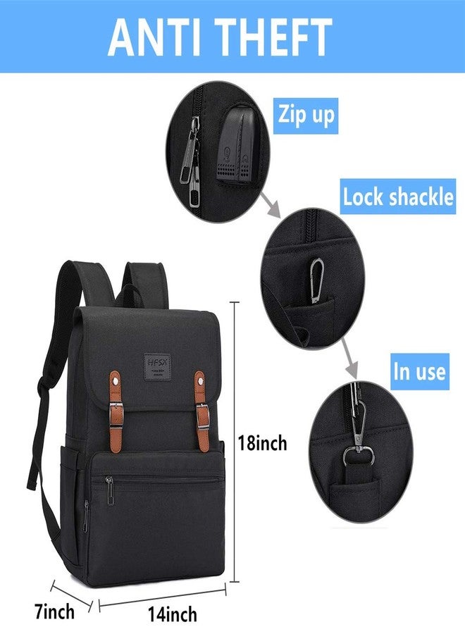 HFSX Laptop Backpack Men Women Vintage Backpack Bookbag College Backpacks Stylish Backpack Black Fits 15.6 Inch Laptop - Image 5