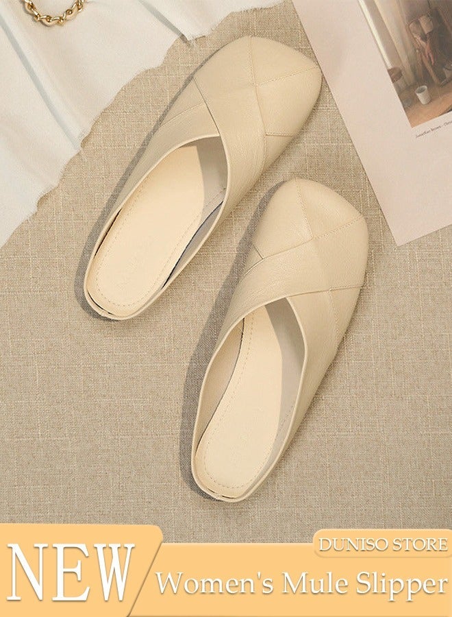 DUNISO Mule Slippers for Women Slingback Flat Pointed Mules Closed Toe Sandals Comfortable Women Slippers Backless Slip On Loafer Shoes - Image 1