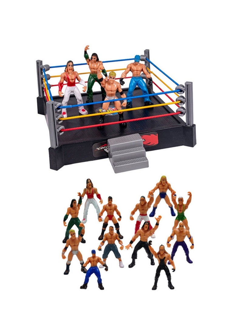 Contains 12 Wrestler Doll Sets And Accessories, Four-Corner Ring Scene Model Toys  - Image 1