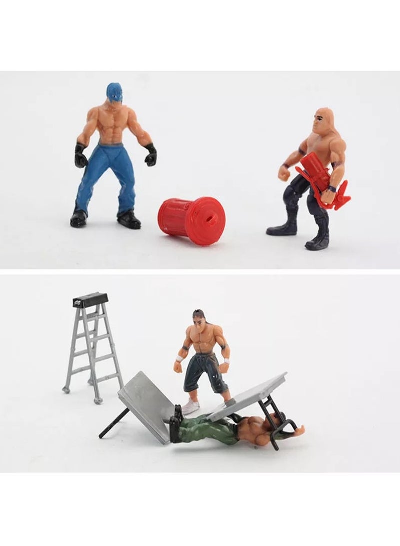Contains 12 Wrestler Doll Sets And Accessories, Four-Corner Ring Scene Model Toys  - Image 3