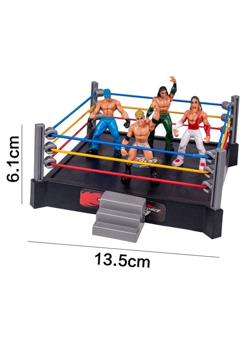 Contains 12 Wrestler Doll Sets And Accessories, Four-Corner Ring Scene Model Toys  - Image 4