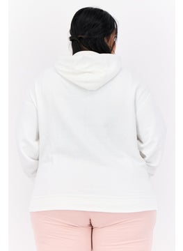 Champion Women Plus Size Long Sleeves Outdoor Hoodie, White  - Image 2