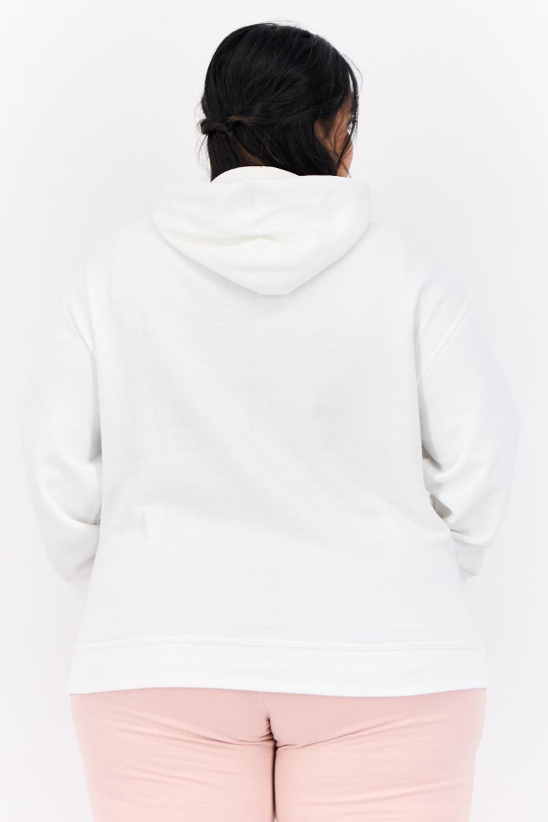 Champion Women Plus Size Long Sleeves Outdoor Hoodie, White  - Image 2