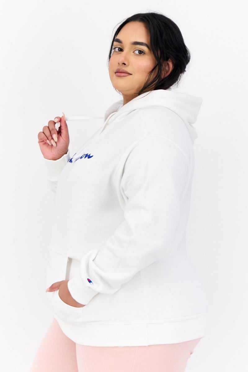 Champion Women Plus Size Long Sleeves Outdoor Hoodie, White  - Image 3