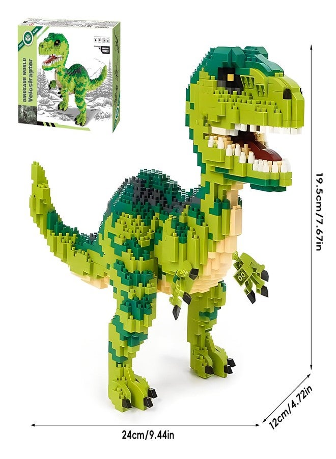 CSNRHG Dinosaur Tyrannosaurus Rex Building Blocks Velociraptor Model Decor Micro Mini Blocks Toy Birthday for Age 6+ Children Adults Teens 1457 Pieces - Image 2