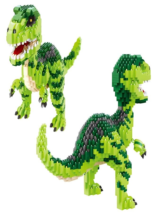 CSNRHG Dinosaur Tyrannosaurus Rex Building Blocks Velociraptor Model Decor Micro Mini Blocks Toy Birthday for Age 6+ Children Adults Teens 1457 Pieces - Image 4