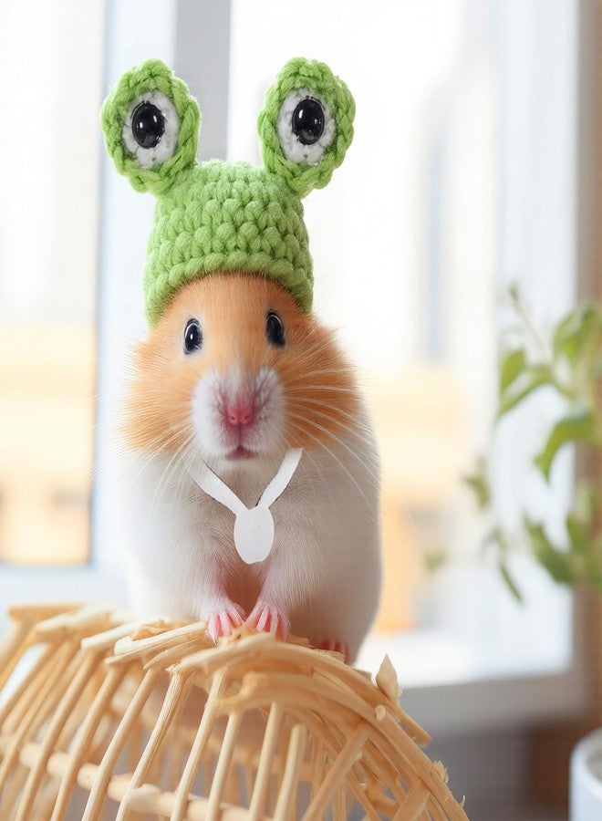 Ymapinc 2pcs Hamster Clothes, Rat Hats for Chickens Small Animal Apparel Hand Knitted Photo Props for Hamsters Dutch Pigs Snakes- Frog & Bunny Style with Adjustable Strap - Image 3