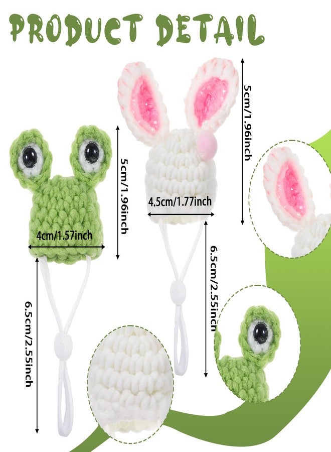 Ymapinc 2pcs Hamster Clothes, Rat Hats for Chickens Small Animal Apparel Hand Knitted Photo Props for Hamsters Dutch Pigs Snakes- Frog & Bunny Style with Adjustable Strap - Image 2