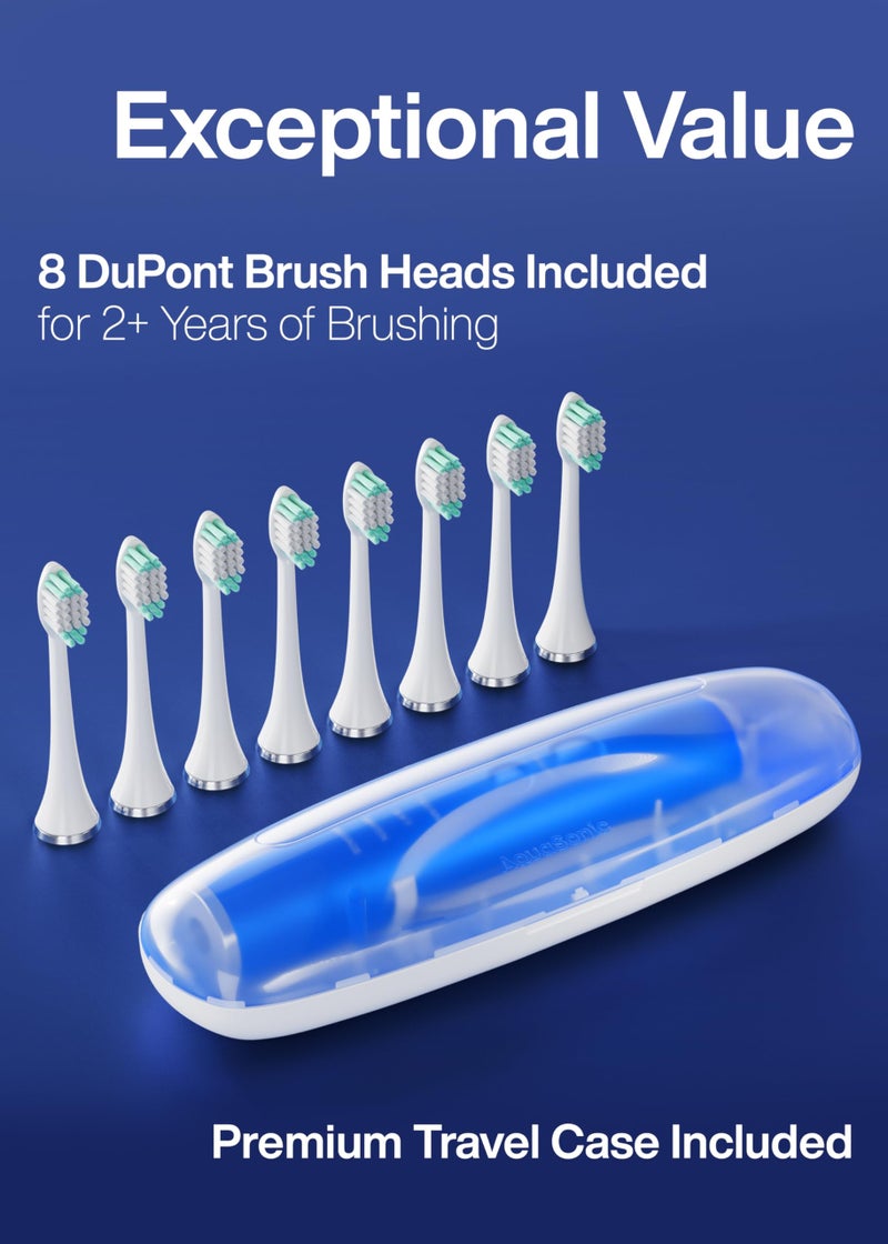 Aquasonic Vibe Series Ultra-Whitening Toothbrush – ADA Accepted Electric Toothbrush - 8 Brush Heads & Travel Case – 40,000 VPM Motor & Wireless Charging - 4 Modes w Smart Timer – Sapphire Blue - Image 5