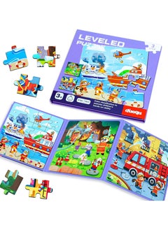 Generic Magnetic Puzzles for Kids Ages 3-5, 3 in 1 Toddler Magnet Jigsaw Puzzle Book, Kids Travel Puzzles Toys, Preschool Learning Toy for Kids 3-8 Year (Fire Brigade)  - Image 1