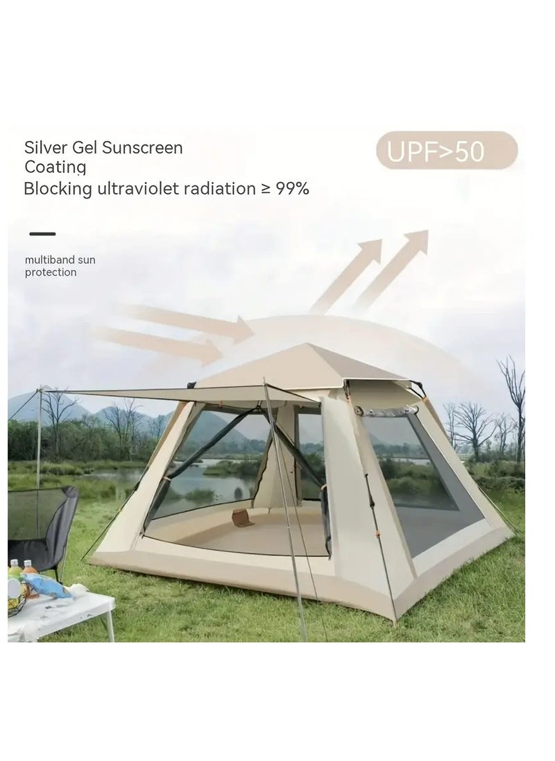 Jourvent Pop-up family camping tent, self-erecting, portable and foldable, waterproof polyester, ventilated and sunshade, four-season outdoor shelter (240x240x155 cm) for 6-10 people  - Image 3