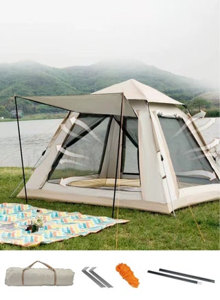Pop-up family camping tent, self-erecting, portable and foldable, waterproof polyester, ventilated and sunshade, four-season outdoor shelter (240x240x155 cm) for 6-10 people - pzsku/Z1C13BADAAA605E71B3FBZ/45/1744870341/26de5b56-2519-4dae-95b6-b9f54f840fe8