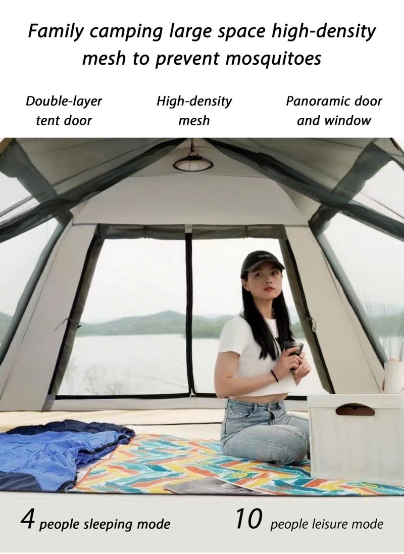 Jourvent Pop-up family camping tent, self-erecting, portable and foldable, waterproof polyester, ventilated and sunshade, four-season outdoor shelter (240x240x155 cm) for 6-10 people  - Image 4